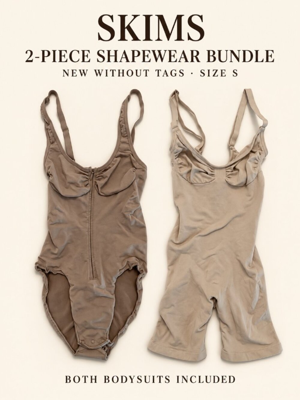 SKIMS 2-Piece Shapewear Bundle Size S Brief & Mid-Thigh Bodysuits NWOT